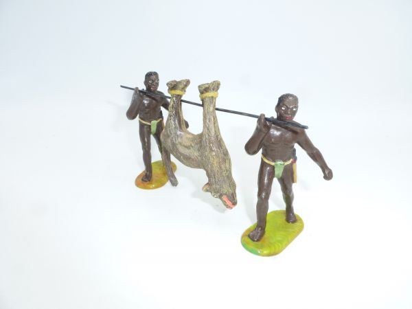 Elastolin 7 cm 2 Africans carrying booty, painting 3a