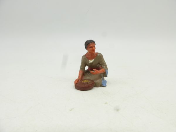 Elastolin 4 cm Frau mit Schüssel, Nr. 6832, dunkelgrau