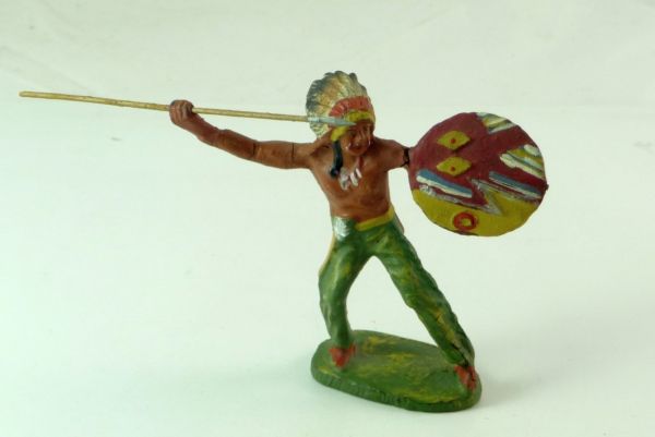 Elastolin Indian standing with rifle and shield No. 6822