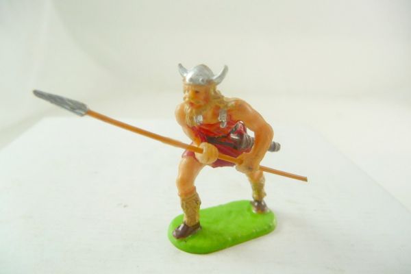 Elastolin 4 cm Viking going ahead with spear, No. 8501, red - nice figure