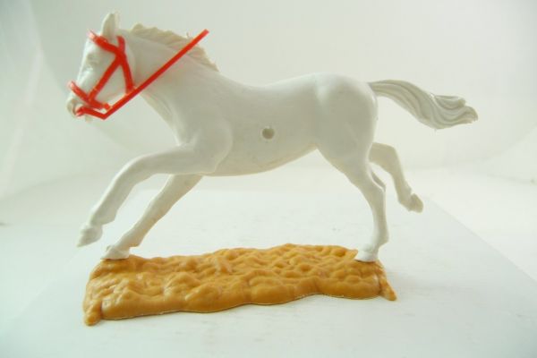 Timpo Toys Horse, long-running, white, red reins / bridle
