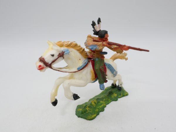 Elastolin 4 cm Indianer zu Pferd, Gewehr hinten, Nr. 6851 - Farbvariante