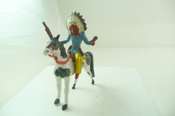 Merten 4 cm Indian chief on horseback with rifle at side - early painting