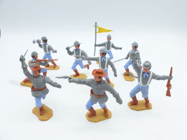Timpo Toys Complete set of Confederate Army soldiers 3rd version on foot (9 figures)