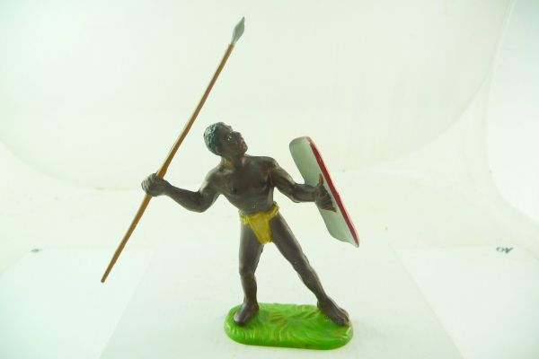 Elastolin 7 cm African big game hunting: African with spear + shield