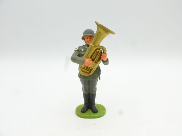 Elastolin 7 cm Deutsche Wehrmacht 1939, Musiker im Stand mit großem Bass
