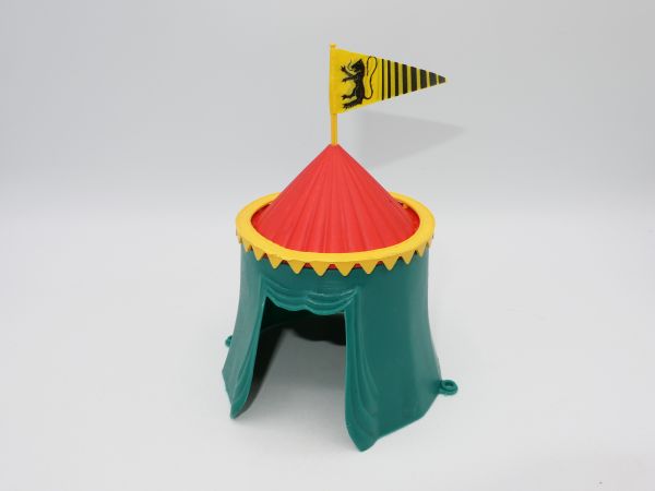 Cherilea Ritterzelt (ähnlich Timpo Toys), grün, rotes Dach, gelber Rand