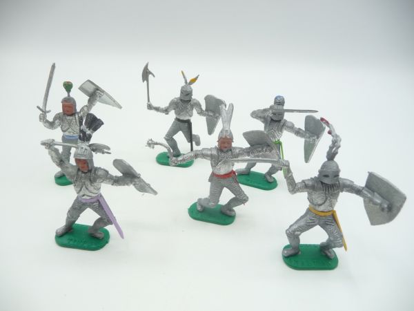 Timpo Toys Set Silberritter (6 Figuren) - frühe Ausführung, ladenneu