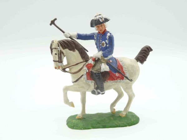 Elastolin 7 cm Prussia: Old Fritz on horseback, No. 9100 - very good condition, see photos
