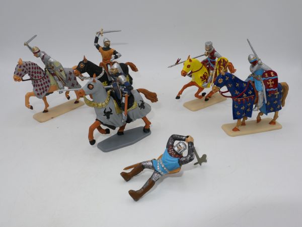 Group of knights on horseback (5 riders + 1 rider without horse, 54 mm size)