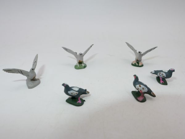 Elastolin 6 pigeons (standing / fluttering)