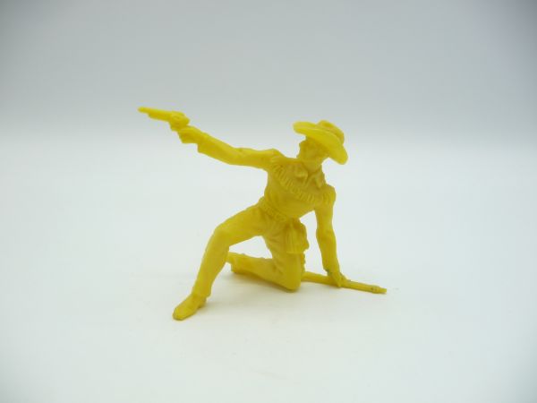 Elastolin 7 cm (blank) Cowboy kneeling firing with rifle + pistol