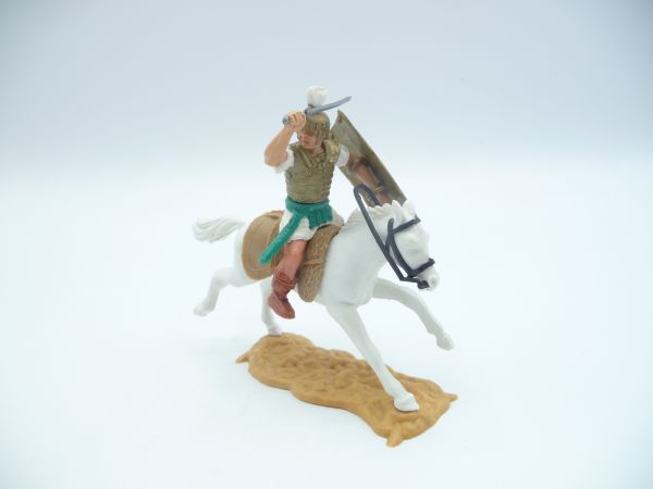 Timpo Toys Roman on horseback, white with sword in front of his head - loops ok