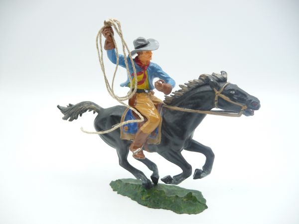 Elastolin 7 cm Cowboy on horseback with lasso, No. 6998 (made in Austria) - great figure