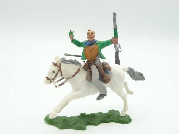 Britains Swoppets Cowboy riding, hit by arrow, green jacket