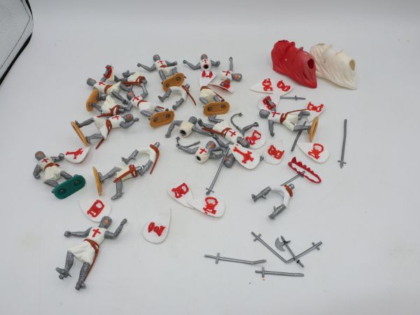 Timpo Toys Ersatzteilkonvolut Kreuzritter - für Bastler, viele Waffen