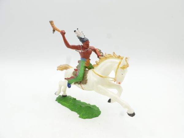 Elastolin 7 cm Indianer zu Pferd mit Keule, Nr. 6852