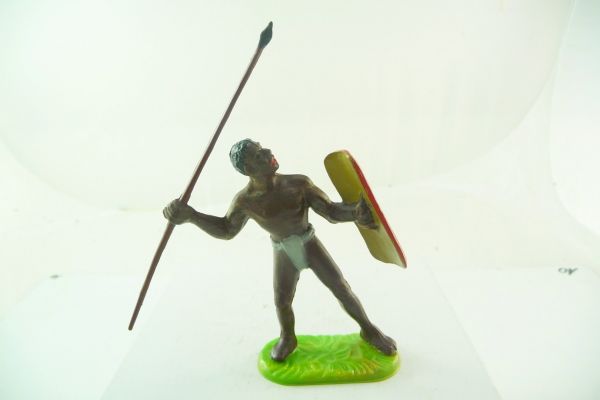 Elastolin 7 cm Afrikanische Großwildjagd: Afrikaner mit Speer + Schild
