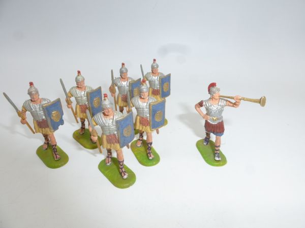 Preiser 4 cm Legionäre im Marsch mit Tubabläser (7 Figuren) - schöne Gruppe