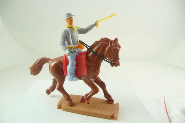 Plasty Confederate Army soldier riding with sabre + pistol