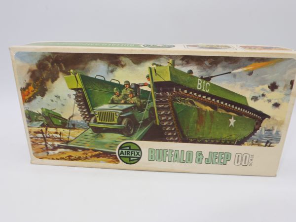 Airfix Buffalo & Jeep, No. 2302-9 - early version, orig. packaging, on cast
