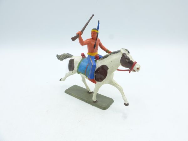 Starlux Indianer reitend, Gewehr hoch haltend - tolles Pferd