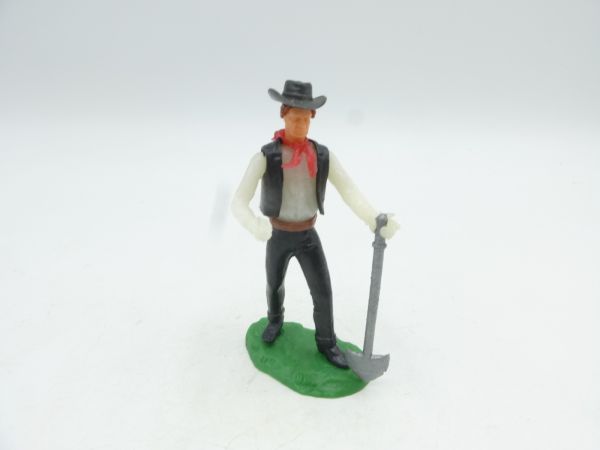 Elastolin 5,4 cm Gravedigger / Cowboy with shovel