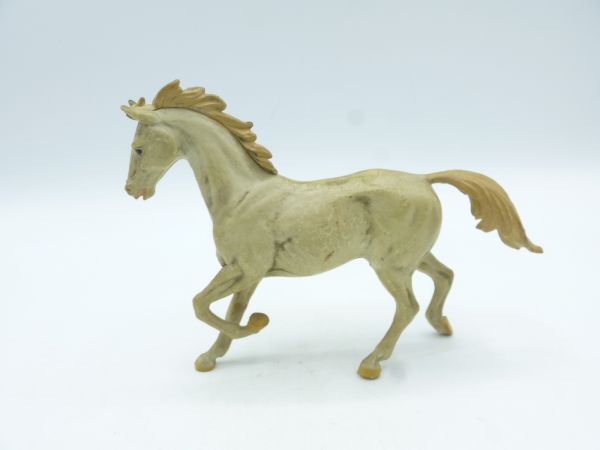 Elastolin Pferd trabend (weiß), Nr. 3811 - tolle Bemalung