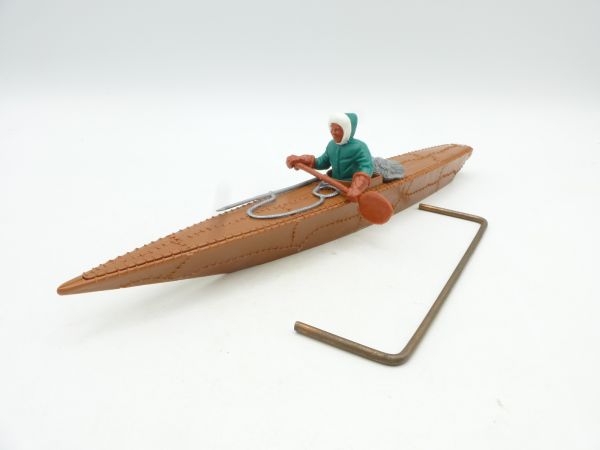 Timpo Toys Eskimo kayak, brown, driver green - paddle see photo