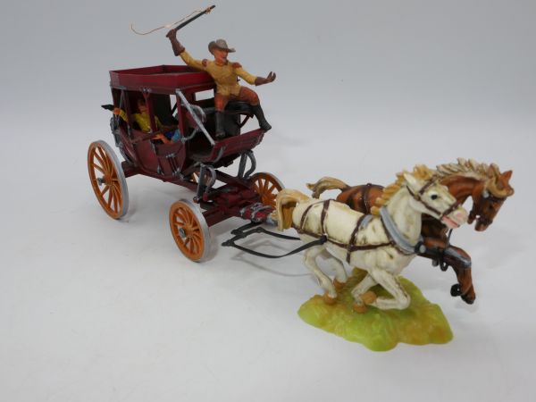 Elastolin 4 cm Ambush stagecoach, 2-horse, No. 7712 - top condition