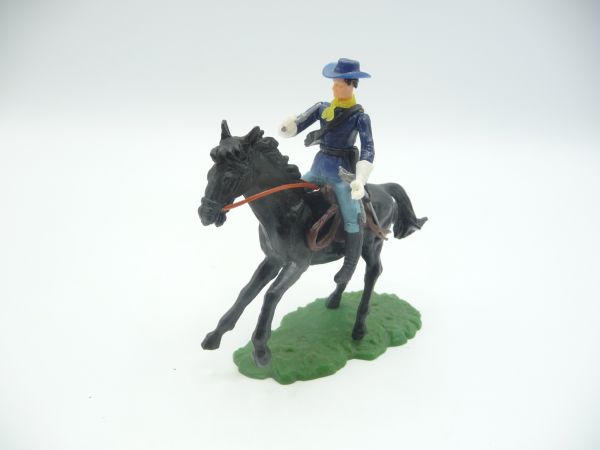 Elastolin 5,4 cm Union Army soldier riding with pistol, rifle + sabre - rare horse