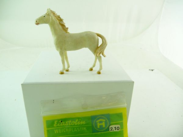 Elastolin soft plast. White standing horse - orig. packing with original price label
