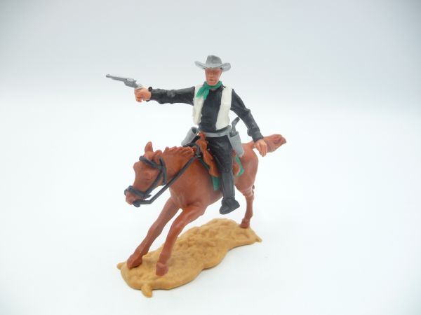 Timpo Toys Cowboy 2. Version reitend, Pistole schießend - schöne Kombi