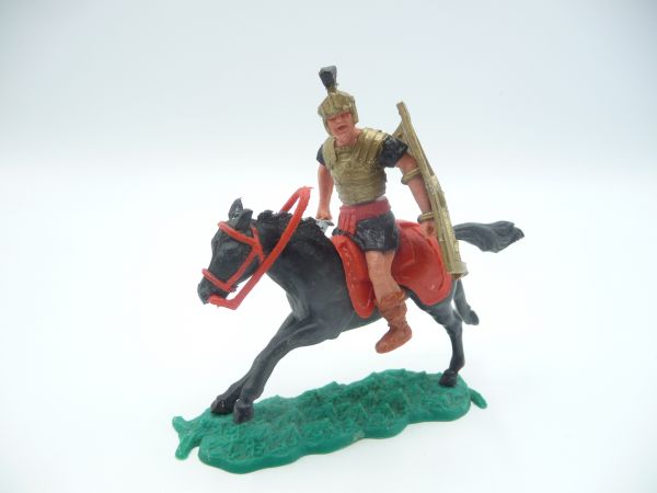 Timpo Toys Römer zu Pferd, schwarz mit Kurzschwert - Schlaufen ok
