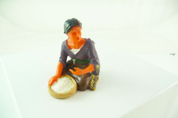 Elastolin 7 cm Indianerin mit Schüssel, Nr. 9832 - tolle Farbgebung