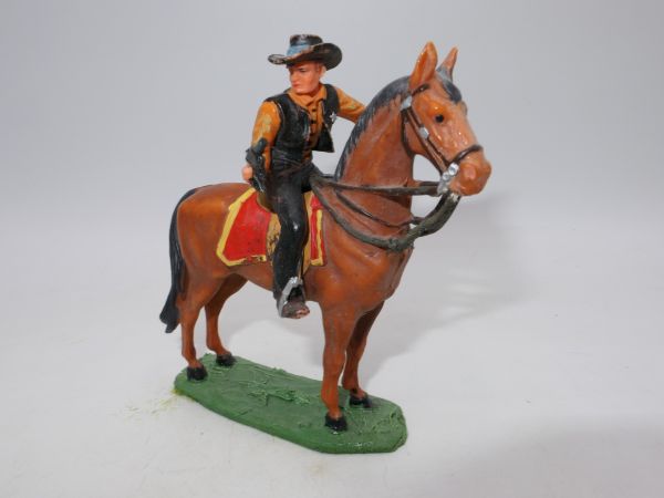 Elastolin 7 cm (beschädigt) Sheriff zu Pferd mit Pistole