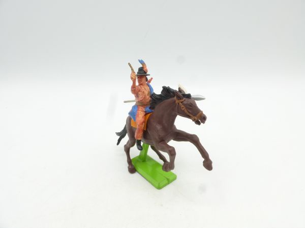 Britains Deetail Apache riding with spear + pistol - great saddle blanket