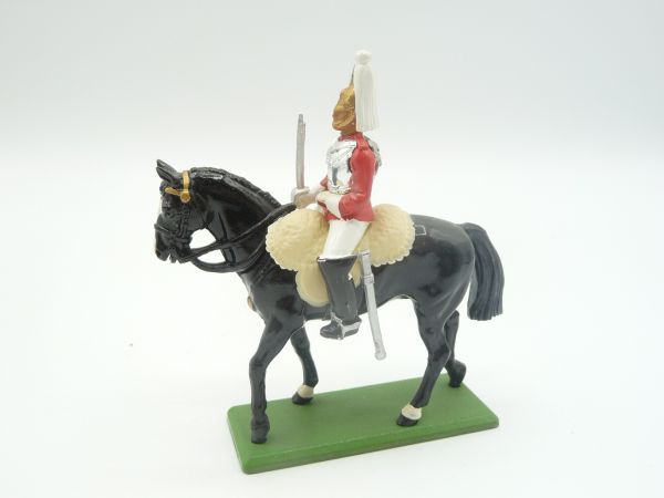 Britains Life Guard on horseback with sabre (metal) - sabre slightly shortened