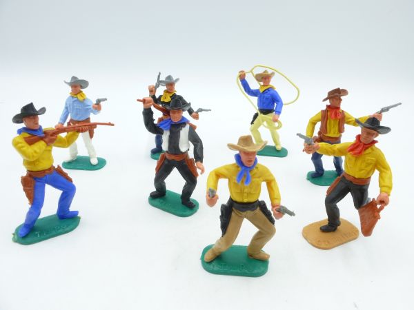 Timpo Toys Gruppe Cowboys (8 Figuren) - frühe 2. Version