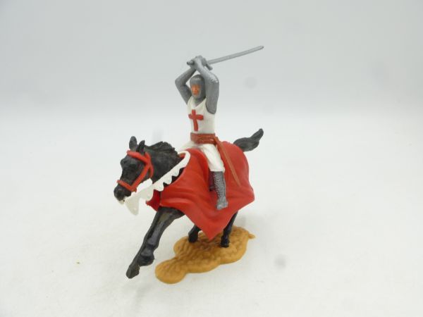 Timpo Toys Crusader 2nd version on horseback, ambidextrously over head